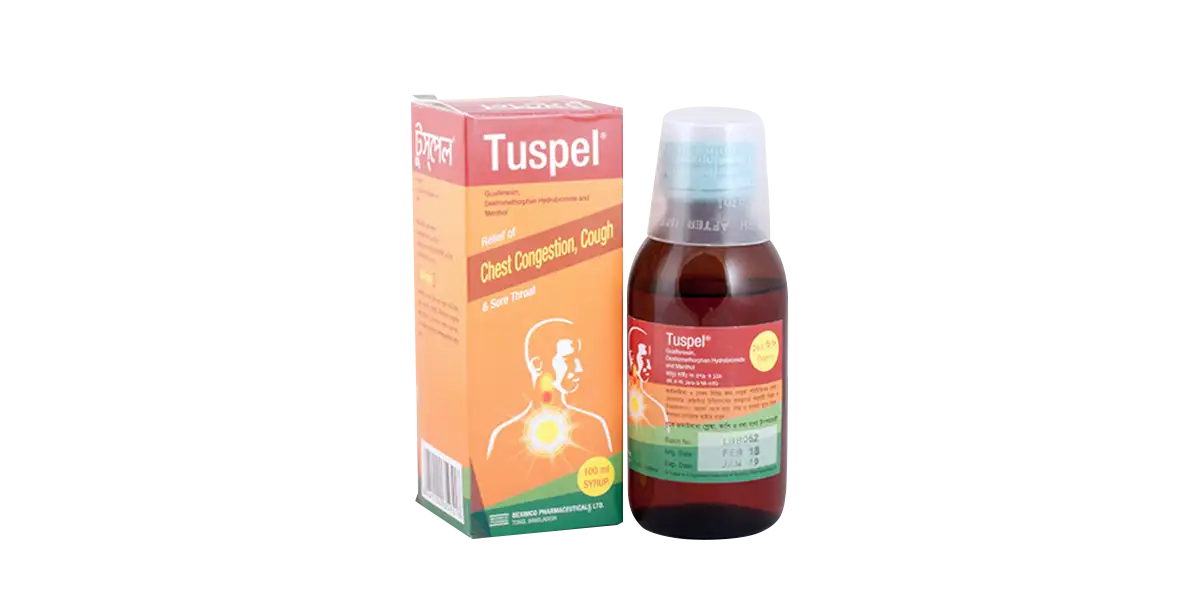 Syrup. Tuspel (200 mg+15 mg+15 mg)/5 ml
